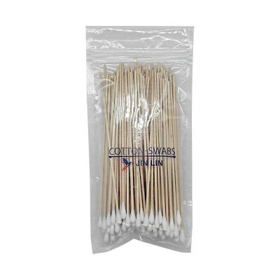 China Swab 15cm long stick collection medical cotton swab long stick medical bamboo buds sterile cotton swab for sale