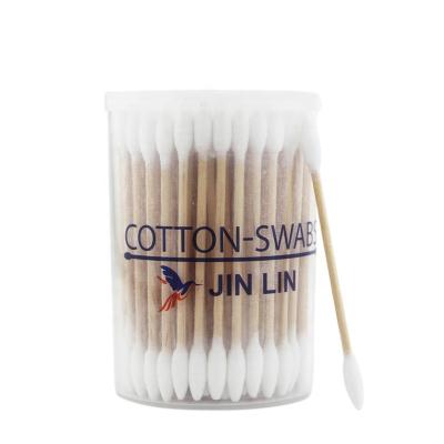 China Wooden Disposable Acute Ear Tip Stick Cotton Bud Q-tip Cleaning Bamboo Swab for sale