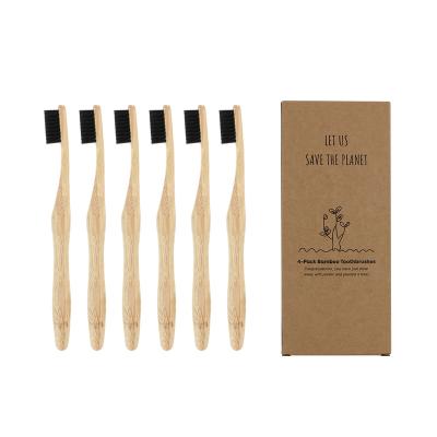 China Biodegradable Eco Friendly Round Handle Adult Soft Bristle Logo Natural Bamboo Toothbrush Custom Made For Daily Use for sale