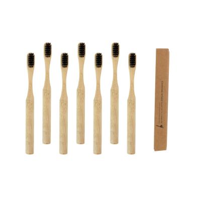 China Biodegradable hot selling nylon stiffens round handle bamboo toothbrush for kids for sale