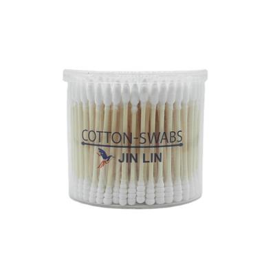 China Gualified Disposable Quality 300 Pics Eco-Friendly Wooden Bamboo Stick Cotton Buds For Ear Cleaning for sale