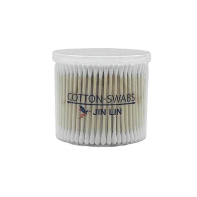 China Disposable bring you more customers 300 pcs stick bamboo cotton swabs in a round pp box for family use for sale