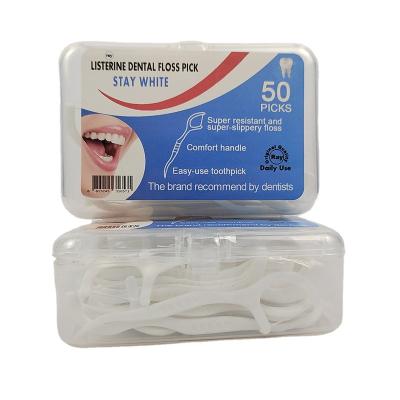 China Home Teeth Cleaning Dental Floss 50pcs Picks Teeth Toothpicks Stick Care Oral Flosser for sale