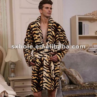 China Breathable TWO WINGS printed coral fleece dressing gown robe housecoat for sale