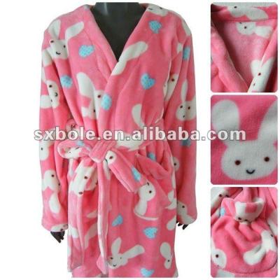 China Breathable Girls pink rabbit flannel bathrobe for sale