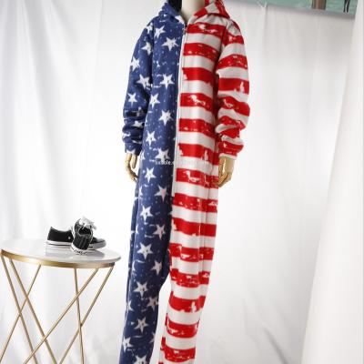 China 100% Polyester Cheap price USA flag printed onesie jumpsuit for sale