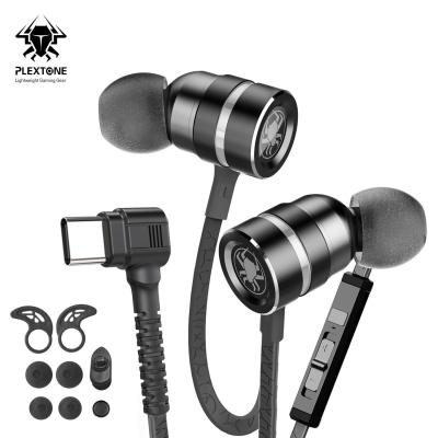 China Magnet PLEXTONE G20 TYPE-C Earphone Gaming Earphone 3.5mm and Metal Bass Earbuds USB-C In-Ear Headphones with Microphone for PUBG Game for sale