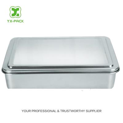 China Wholesale Recycled Materials Bluk Metal Small Rectangular Hinged Canisters for sale