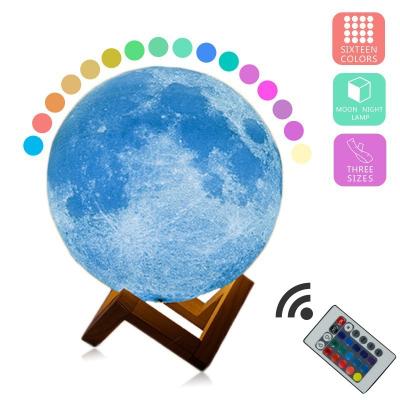 China 3D 7 colors 3D printing moon lamp table night flashing light for bedroom decoration for sale