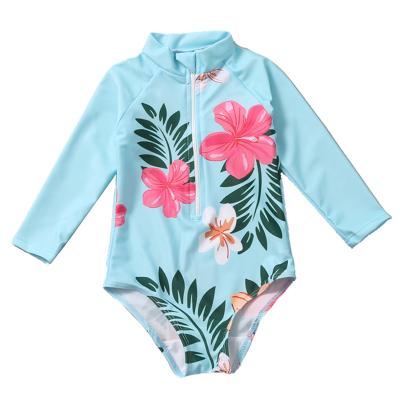 China Sunko Breathable 2022 Custom Cute Kids Sheath Long Triangle Swimsuit Baby Swimwear Kids Girls One Piece Swimsuits for sale