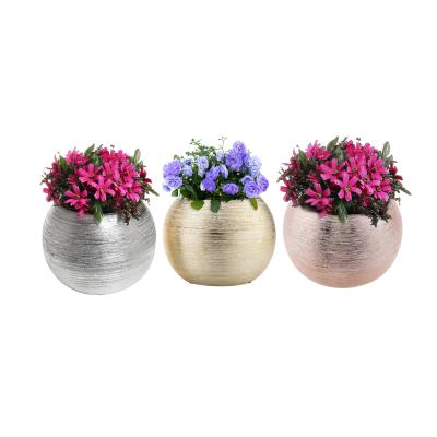 China Europe Style New Factory Luxury Round Bowl Ball Shaped Flower Silver Ceramic Vase For Home Decor for sale