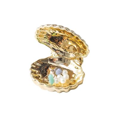 China Cheap High Quality Fancy Ceramic Europe Style Factory New Small Gold Sea Shell Girl Earrings Shaped Ring Jewelry Box Custom Made for sale