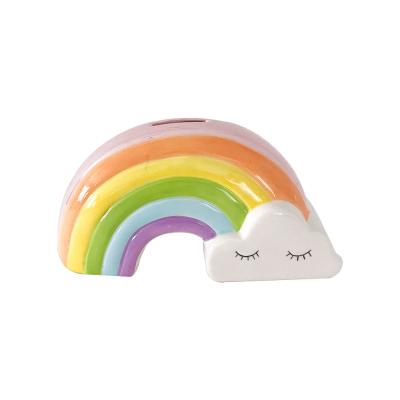 China Europe style new factory custom rainbow shaped cute piggy bank piggy bank ceramic pot for girls for sale