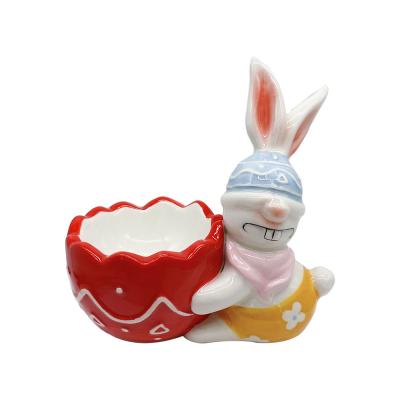 China Europe Style New Factory Ceramic Easter Bunny Egg Cup Egg Holder for sale