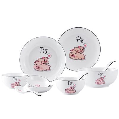 China New Western Factory Christmas Ceramic Children Kids Tableware Dinnerware Set for sale