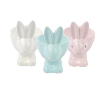 China New Europe Style Factory Easter Chicken Bunny Rabbit Display Animal Train Easter Egg Ceramic Cup Holder for sale