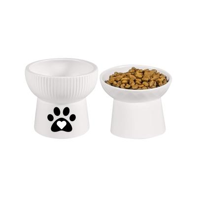 China Europe Style New Factory Custom White Ceramic Large Raised Dog Cat Pet Bowls for sale