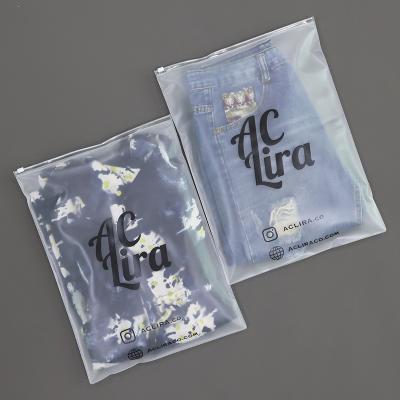 China Recyclable Custom Clear Frosted Transparent Shirt / Clothes Smell Proof Packaging Biodegradable Plastic Bag With Zipper for sale