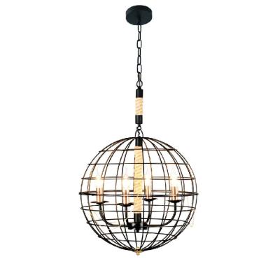 China Industrial Retro Lamp Industrial Vintage Restaurant Farmhouse Ceiling Room Hardware Decor Round Ball Globe Hanging Luxury Chandelier for sale