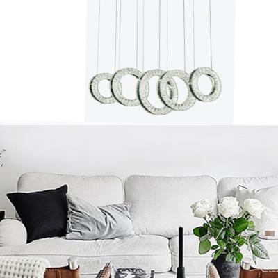 China dimmable modern galtlap modern led pendant light fixture 5 led rings k9 crystal chandelier luxury for sale