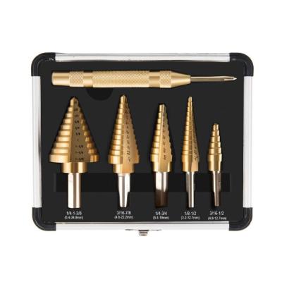 China Metal Drilling Step Drill Bit Set Titanium Nitride Coated Steel Metal Tools Box Time Card Pcs Plastic Package Hand Electric Flute Suitable Core for sale