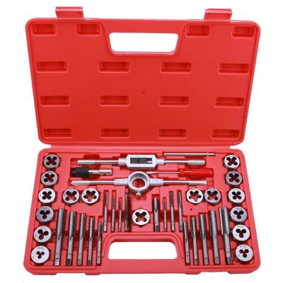 China Industrial grade GCr15 bearing steel 40-Piece Premium Tap and Die Set - SAE Inch  Coarse and Fine Teeth | Essential Threading Tool Kit with Complete Handles, Access for sale