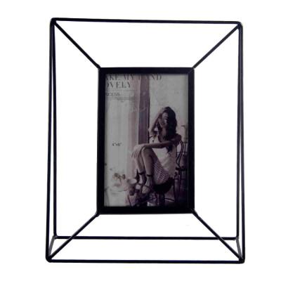 China Cheap home decoration price black iron wire metal rectangle decoration table picture photo frame for home decor for sale