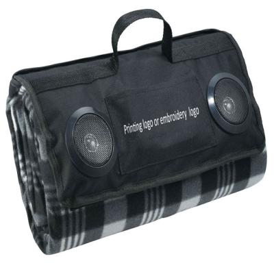 China Waterproof Roll Up Outdoor Blanket Speaker Picnic Blanket With Bluetooth Speaker Tote Picnic Rug for sale