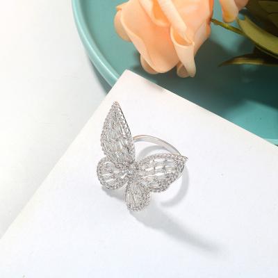 China CLASSIC Butterfly Finger Zircon Fashion Women Adjustable Crystal Rings For Ladies Jewelry Women Trend 2021 for sale