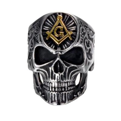 China CLASSIC masonic elements of retro men's personality ring European and American domatic punk skull ring for sale