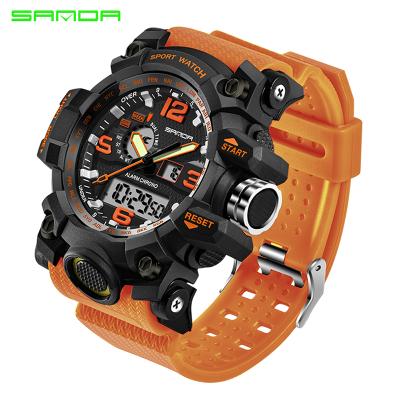 China Fashion Boys Fashion Water Resistant Digital Watch Silicone Band Water Proof Orange Display Dual Display Simple Outdoor Watch for sale