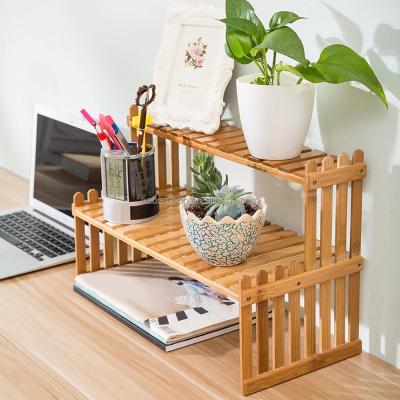 China CLASSIC 2 Tiers Plant Rack Shelf Wood Table Natural Bamboo Stand for sale