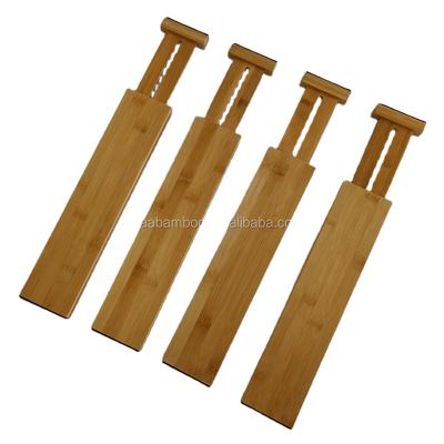 China Sustainable Expandable Adjustable Wooden Organizer Drawer Bamboo Divider for sale