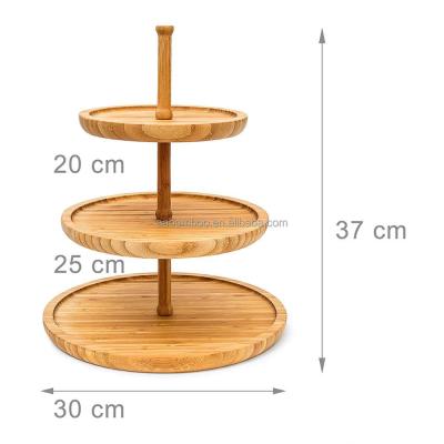 China Eco - Friendly Three - Tiers Bamboo Snack Serving Tray For Hotel , Home for sale