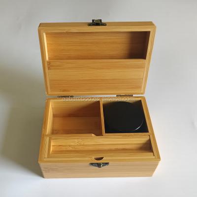 China Eco - Friendly Bamboo Wooden Stash Box With Removable Rolling Tray for sale