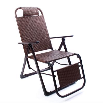 China Portable Handwoven Rattan Chair Folding Lounger Balcony Triple Lounger for sale