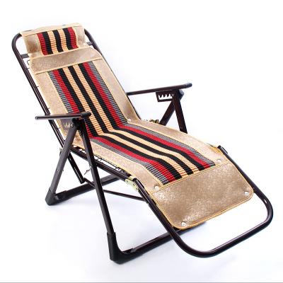 China Portable Outdoor Bamboo Hardware Gravity Mat Armrest Iron Steel Pipe Folding Zero Reclining Chair for sale