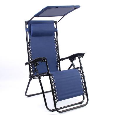 China Portable/With Awning Outdoor Folding Sun Sofa Weightless Lounger Portable Deck Chair With Awning for sale