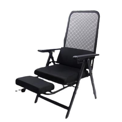 China New Time Outdoor Furniture Design Balcony Metal Tube Leg Folding Deck Chair Leisure Recliner Chair With Soft Cushion for sale