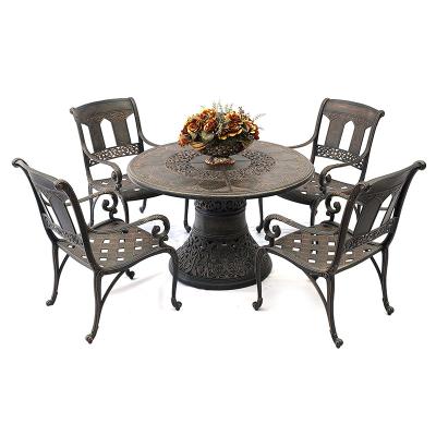 China Outdoor Garden Furniture Metal Frame Chair Competitive Price Metal Chair And Table Dining Sets for sale