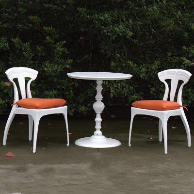 China Furniture Table 3 PC Bistro Set Outdoor Aluminum Patio Furniture Table And Chair Tesla Shape Garden Set for sale