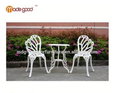 China Garden Set 2015 Newest Large White Butterfly Hollow Table And Chairs Set Aluminum Patio Furniture for sale