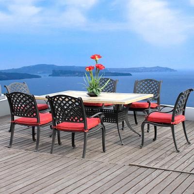 China Hot Sale Modern 2022 Outdoor Dining Table Modern Tables Model Dining Aluminum Frame Furniture Set Chair for sale