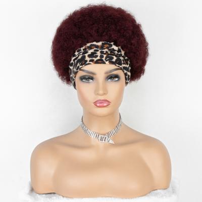 China Aliblisswig Dispenser Afro Kinky Curly Wig Headband Cuticle Aligned Hair Headbands For Wigs With Headbands Tied 99J Burgundy Afro Wigs For Black Women for sale