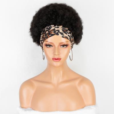 China Aliblisswig Afro Blowout Headband Cuticle Aligned Hair Distributor Short Curly Turban Wrap Brazilian Hair Wigs For Black Women for sale