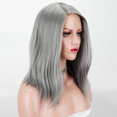 China Heat OK Fiber Synthetic None Lace Wig Aliblisswig Short Bob Straight Synthetic Wig Ash Platinum Blonde Glueless Heat Resistant Fiber None Lace Synthetic Hair Wigs for sale