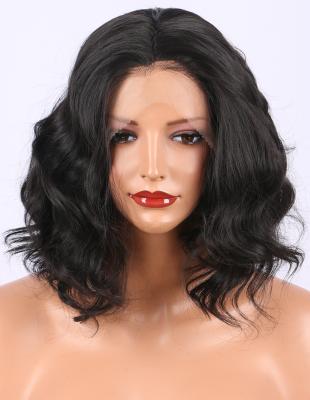 China Aliblisswig Heat Resistant Black Short Wavy Bob HD Lace Front Wig 14