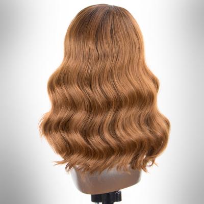 China High Heat Resistant Up To 160 Temperatured Wig Cosplay New Product Centigrade L Form Body Wave Ombre Brown Deep Middle Synthetic Lace Front Wig for sale