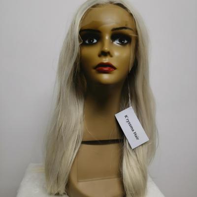 China One K'ryssma Human Hair Cuticle Aligned Hairpiece 100% Platinum Blonde Lace Frontal Wig With Baby Hair for sale