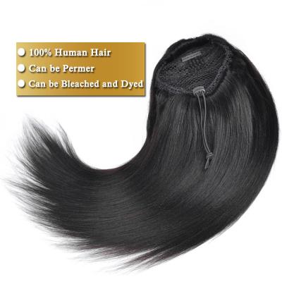 China Aliblisswig Wave Ponytail 100% Silky Straight Hair Drawstring Long With Clips In Hair Straight Ponytails for sale